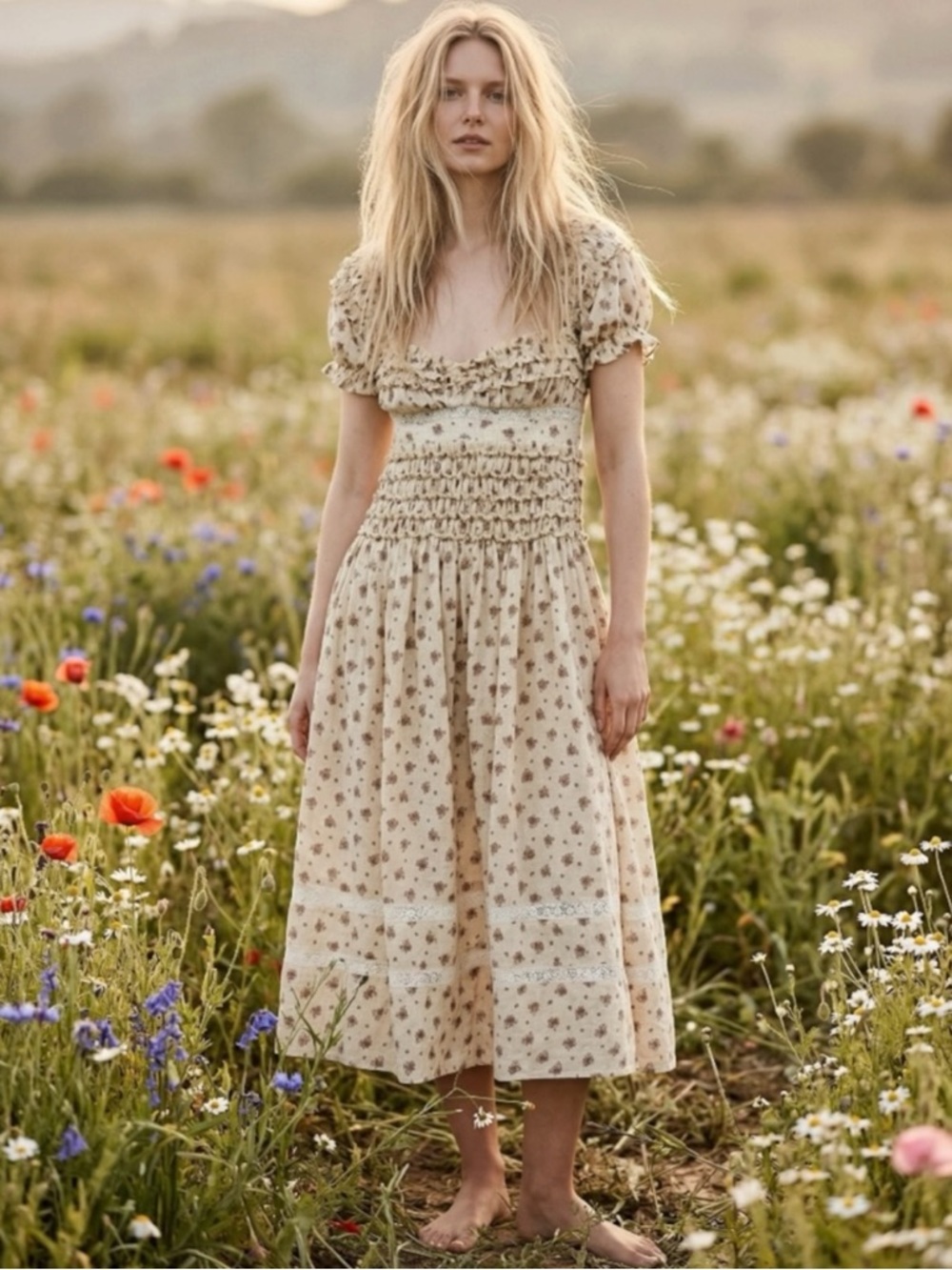 Free People Dainty Cottage Ethereal Bali Juniper Midi Dress 6 Lace Cream Floral - Picture 5 of 16